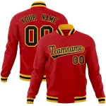 Custom Red Black-Gold Classic Style Varsity Full-Snap Letterman Jacket