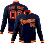 Custom Navy Red-Gold Classic Style Varsity Full-Snap Letterman Jacket