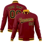 Custom Crimson Black-Gold Classic Style Varsity Full-Snap Letterman Jacket