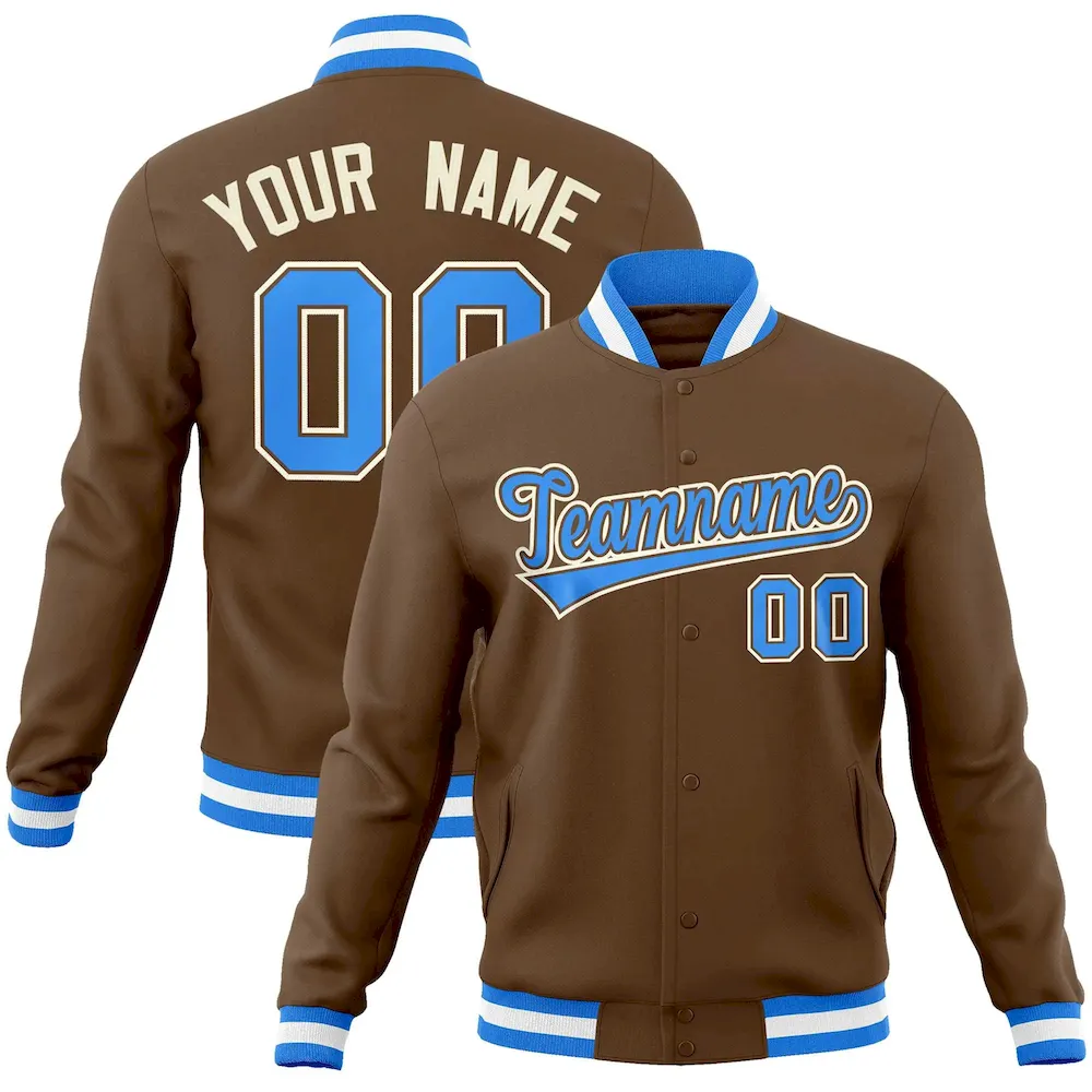 Custom Aqua Red-White Classic Style Varsity Full-Snap Letterman Jacket
