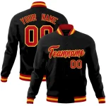 Custom Black Red-Gold Classic Style Varsity Full-Snap Letterman Jacket