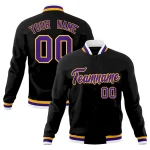Custom Black Purple-Gold Classic Style Varsity Full-Snap Letterman Jacket