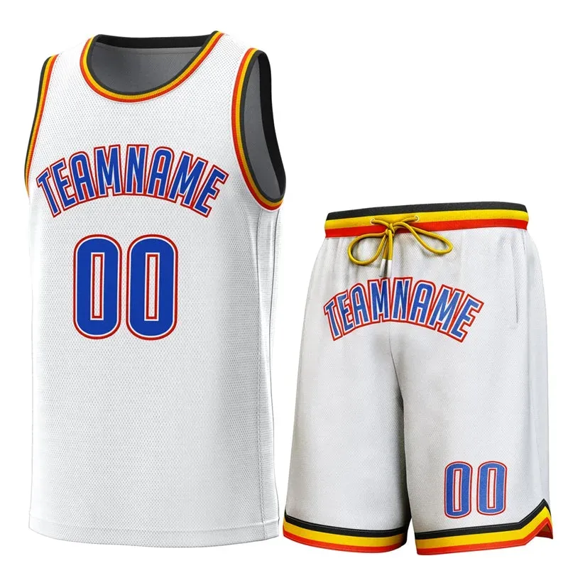 Custom White Black-Gray Classic Sets Basketball Jersey