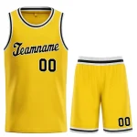 Custom Yellow Black-White Classic Sets Basketball Jersey