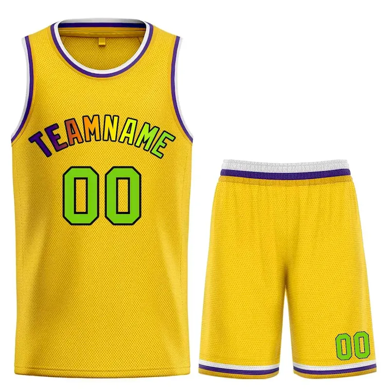 Custom Yellow Purple-Black Bull Classic Sets Basketball Jersey