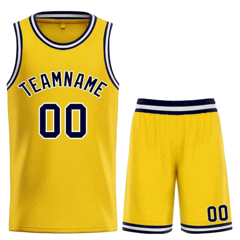 Custom Yellow Navy-White Bull Classic Sets Basketball Jersey