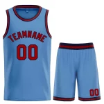 Custom Light Blue Maroon-Black Bull Classic Sets Basketball Jersey