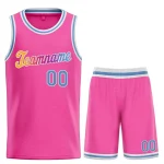 Custom Pink Powder Blue-White Classic Sets Sports Uniform Basketball Jersey