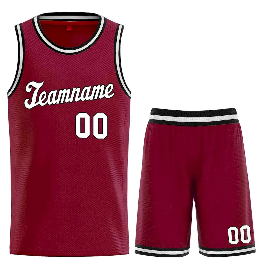 Custom Maroon White-Black Classic Sets Sports Uniform Basketball Jersey