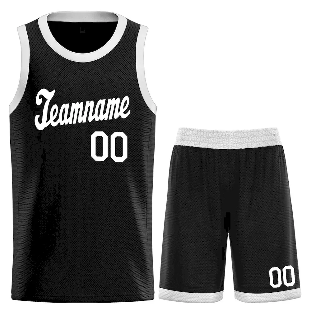 Custom Black White Classic Sets Sports Uniform Basketball Jersey