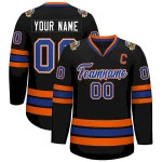 Custom Black Royal White-Orange Classic Style Hockey Jersey