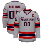 Custom Gray Navy White-Red Classic Style Hockey Jersey