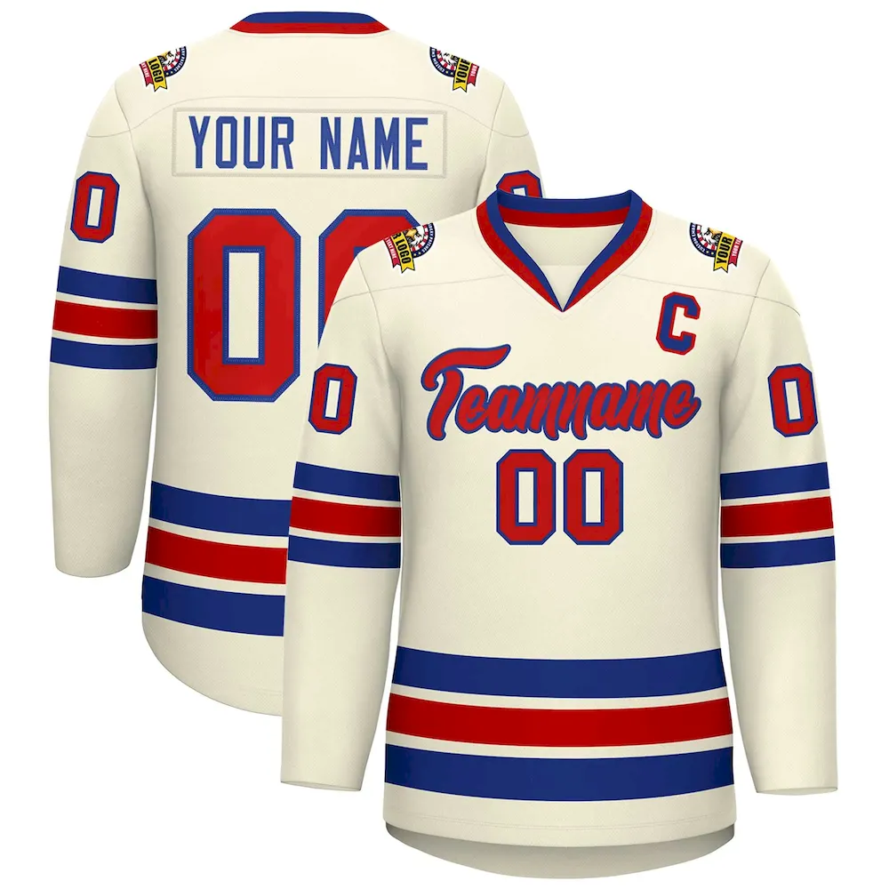 Custom Khaki Crimson-Gold Classic Style Hockey Jersey