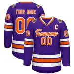 Custom Purple Orange-White Classic Style Hockey Jersey