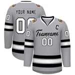 Custom Gray Black-White Classic Style Hockey Jersey