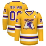 Custom Gold Purple-White Classic Style Hockey Jersey
