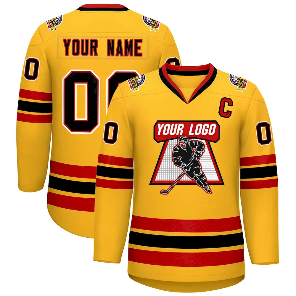 Custom Green White Green-Gold Classic Style Hockey Jersey