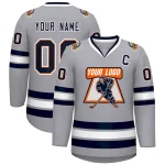 Custom Gray Navy Orange-White Classic Style Hockey Jersey