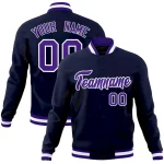 Custom Navy Purple-White Classic Style Varsity Full-Snap Letterman Jacket