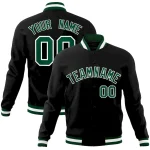 Custom Black Green-White Classic Style Varsity Full-Snap Letterman Jacket