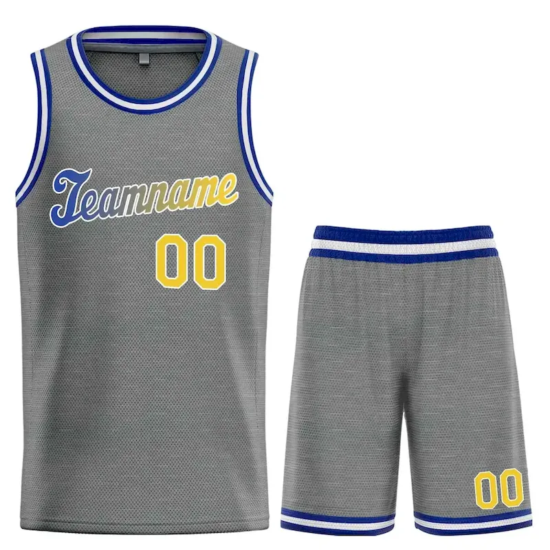 Custom Dark Gray Yellow-White Classic Sets Sports Uniform Basketball Jersey