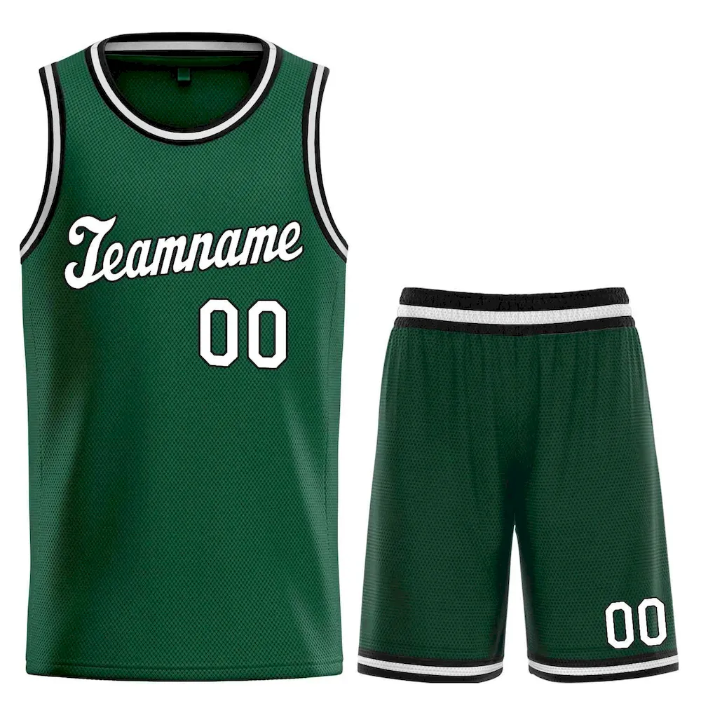 Custom Hunter Green White-Black Classic Sets Sports Uniform Basketball Jersey