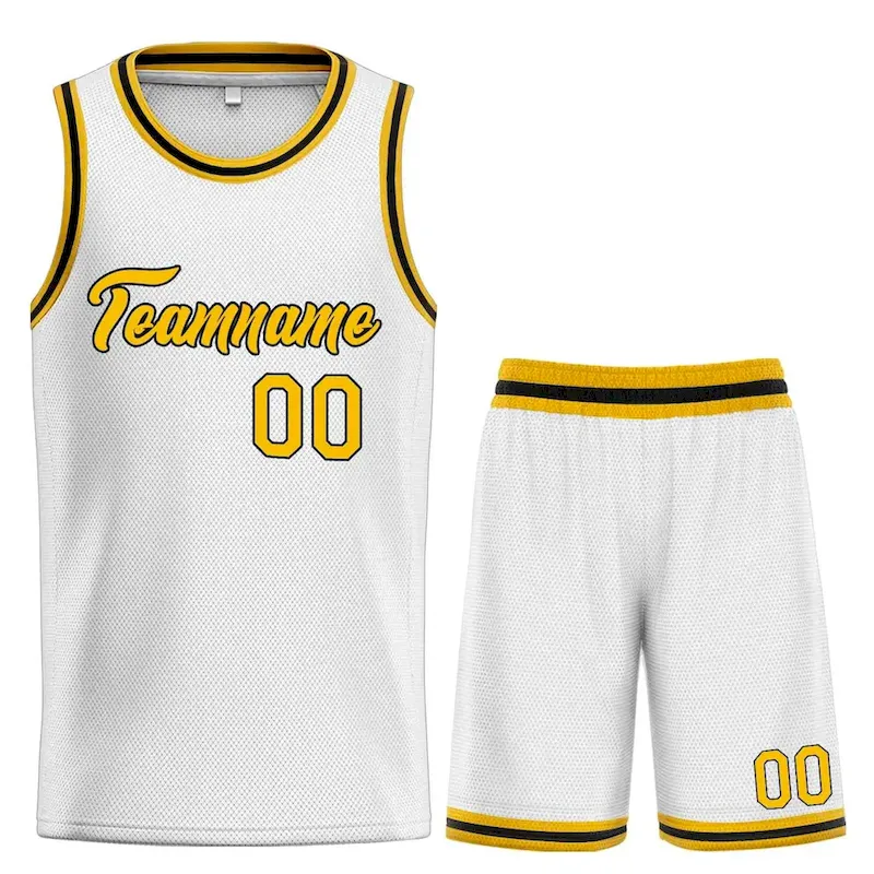 Custom White Yellow-Black Heal Sports Uniform Classic Sets Basketball Jersey