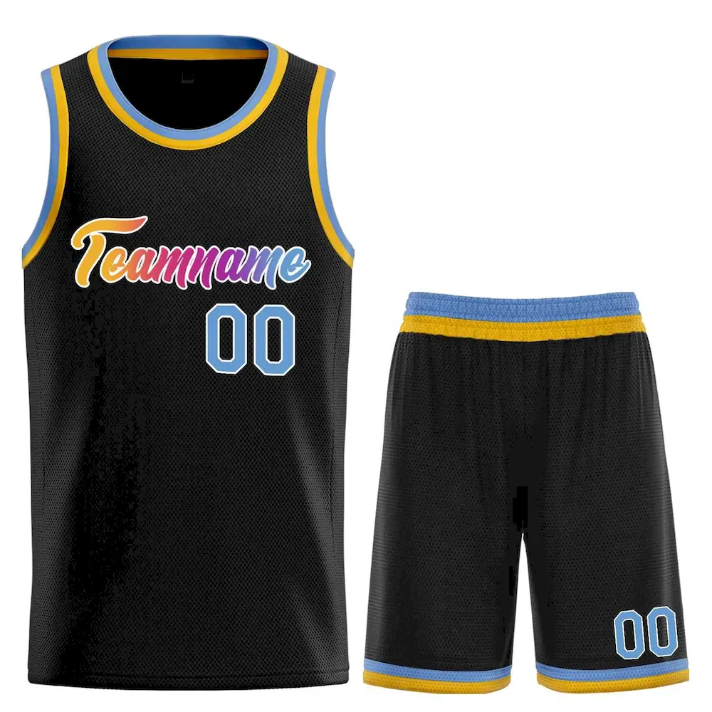 Custom Black Powder Blue-White Heal Sports Uniform Classic Sets Basketball Jersey