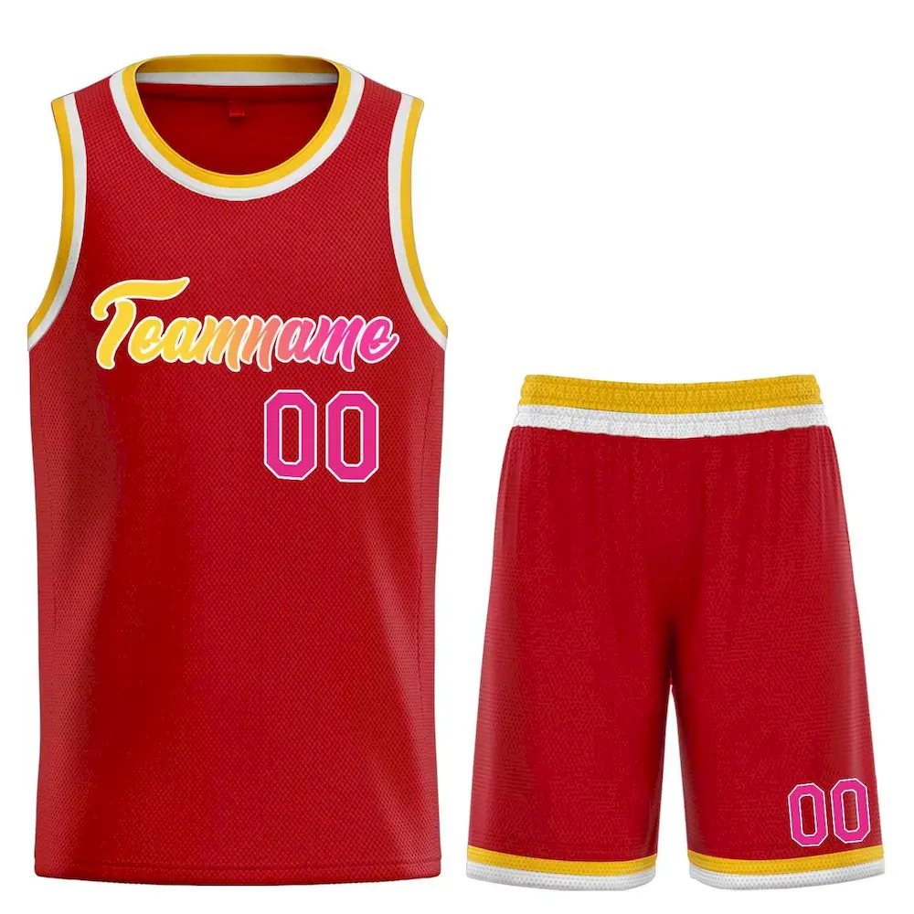 Custom Red Yellow-White Heal Sports Uniform Classic Sets Basketball Jersey