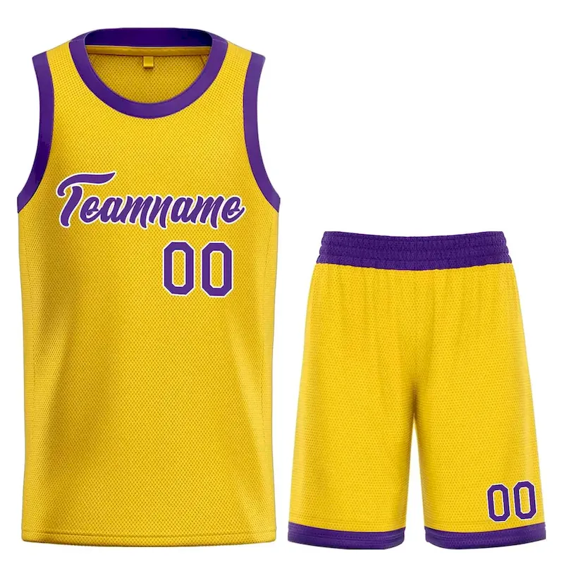Custom Yellow Purple-White Heal Sports Uniform Classic Sets Basketball Jersey