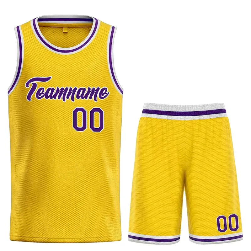 Custom Yellow Purple-White Heal Sports Uniform Classic Sets Basketball Jersey