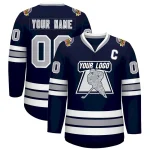 Custom Navy Gray-White Classic Style Hockey Jersey