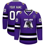 Custom Purple Black-White Classic Style Hockey Jersey