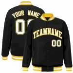 Custom Black White-Gold Classic Style Varsity Full-Snap Letterman Jacket
