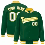 Custom Green White-Gold Classic Style Varsity Full-Snap Letterman Jacket