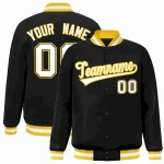 Custom Black White-Gold Classic Style Varsity Full-Snap Letterman Jacket