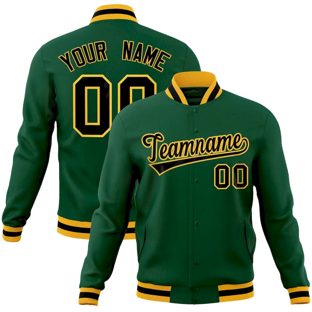 Custom Royal Black-Gold Classic Style Varsity Full-Snap Letterman Jacket