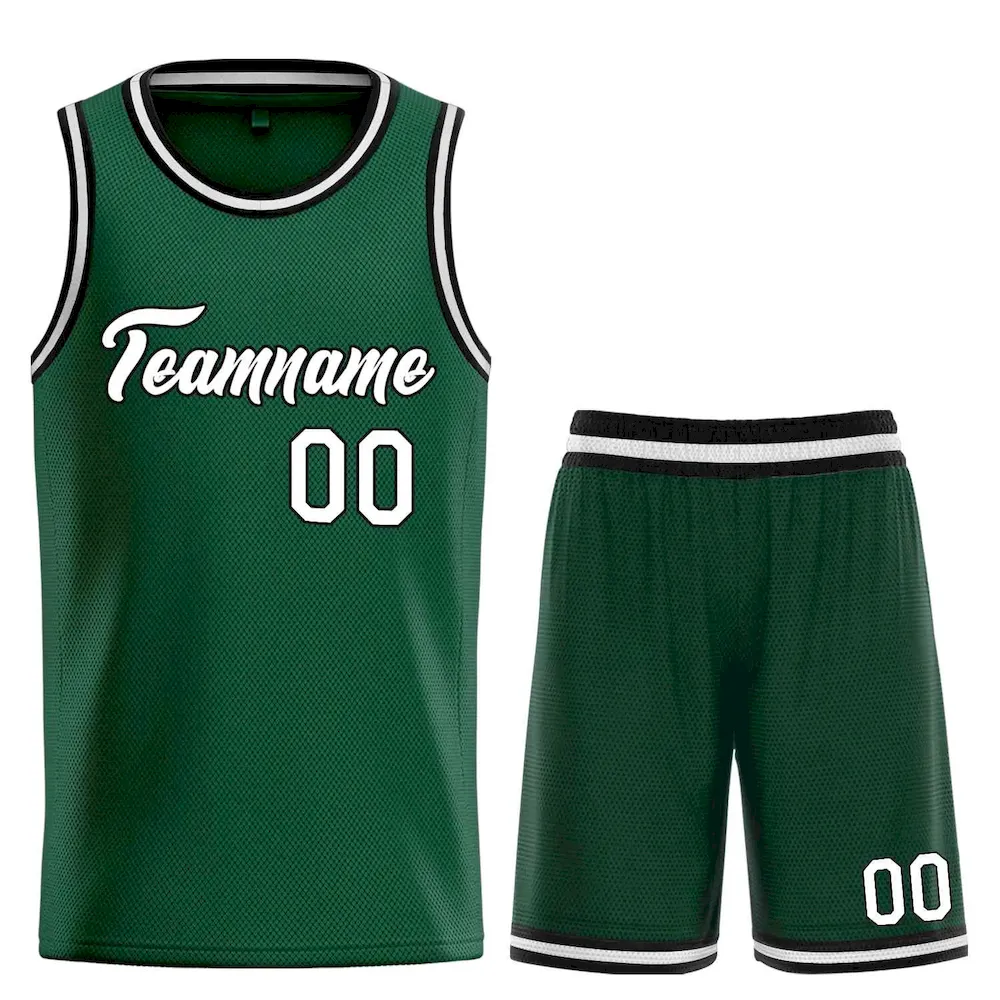 Custom Hunter Green White-Black Heal Sports Uniform Classic Sets Basketball Jersey