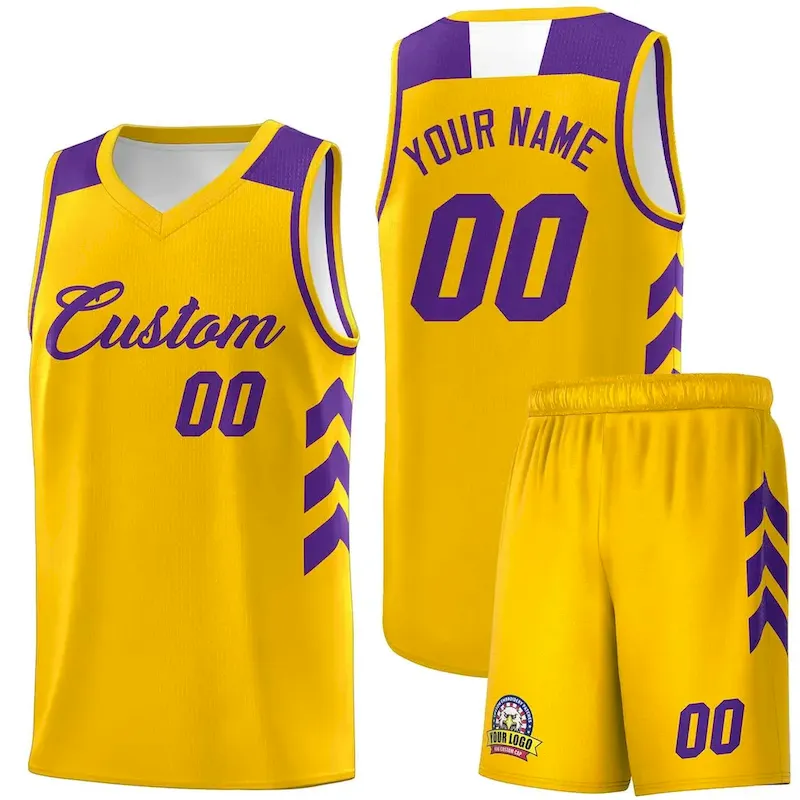 Custom Yellow Purple Classic Sets Sports Uniform Basketball Jersey