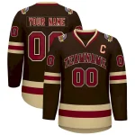 Custom Brown Crimson-Black Classic Style Hockey Jersey