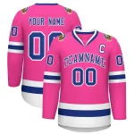 Custom Pink Royal-White Classic Style Hockey Jersey