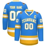 Custom Powder Blue White-Navy Classic Style Hockey Jersey
