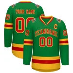 Custom Kelly Green Red-Gold Classic Style Hockey Jersey