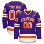 Custom Purple White-Black Classic Style Hockey Jersey