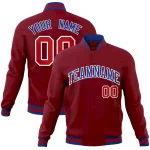 Custom Crimson Royal-White Classic Style Varsity Full-Snap Letterman Jacket