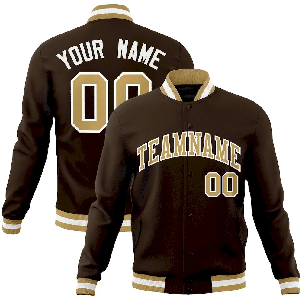 Custom Olive Black-Red Classic Style Varsity Full-Snap Letterman Jacket