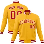 Custom Gold Red-Gold Classic Style Varsity Full-Snap Letterman Jacket