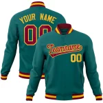 Custom Green Crimson-Gold Classic Style Varsity Full-Snap Letterman Jacket