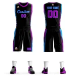 Custom Black Rose Red-Powder Blue Classic Sets Sports Uniform Basketball Jersey