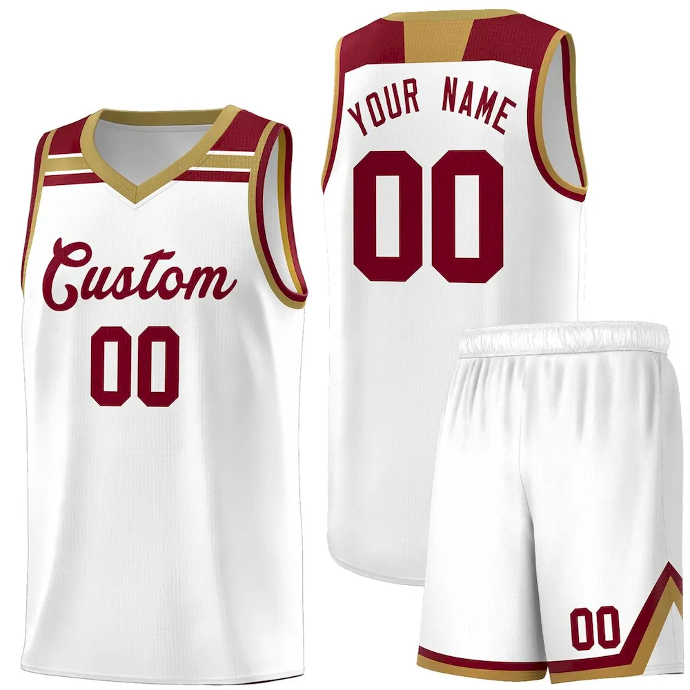 Custom Crimson White-Black Classic Sports Uniform Basketball Jersey
